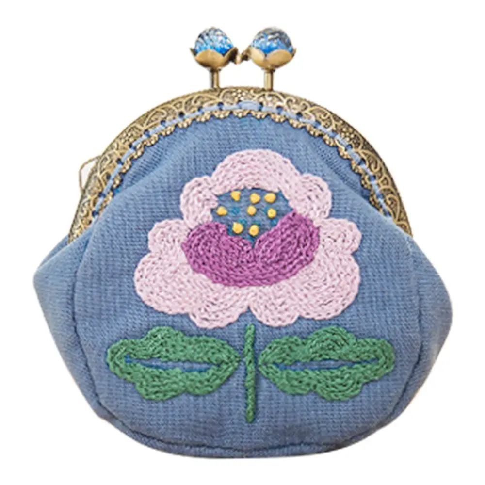 Home Decoration Needlework DIY Crafts Coin Purse Wallet Flower Patterns Embroidery Starter Kit Cross Stitch