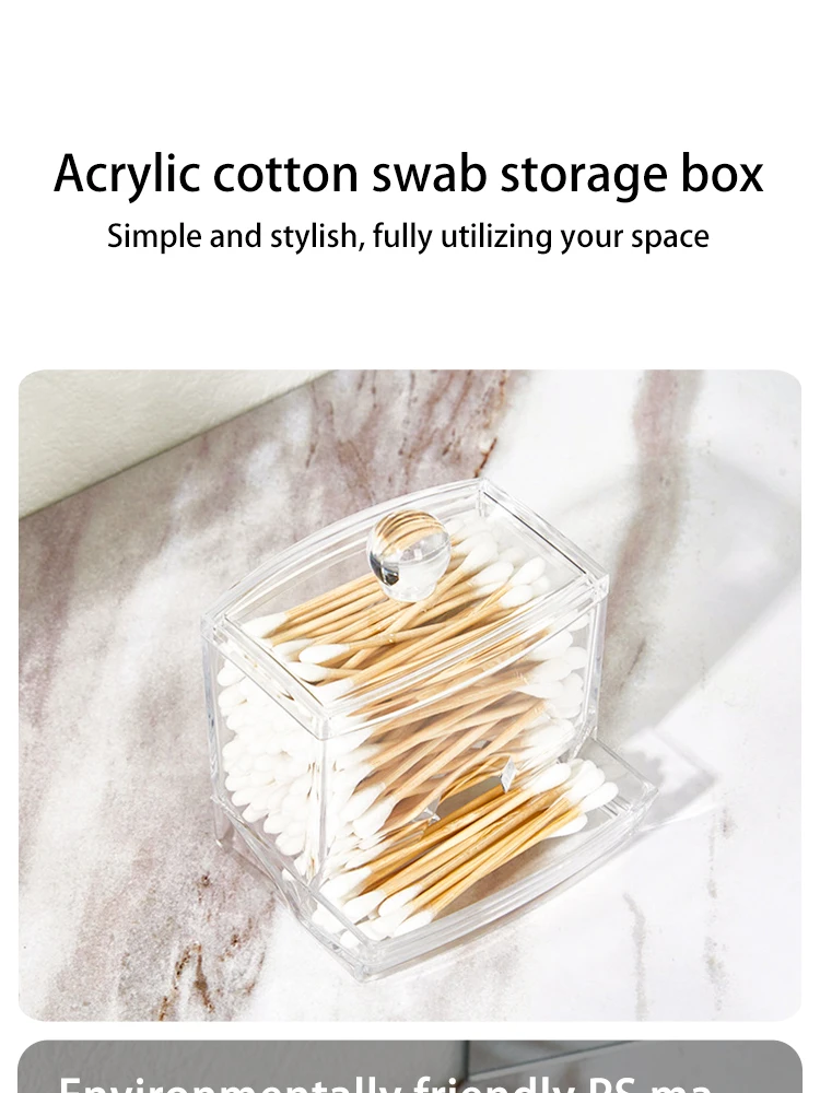 Cotton Swab Ball Storage Box Acrylic Transparent Container Jar_voghion.com