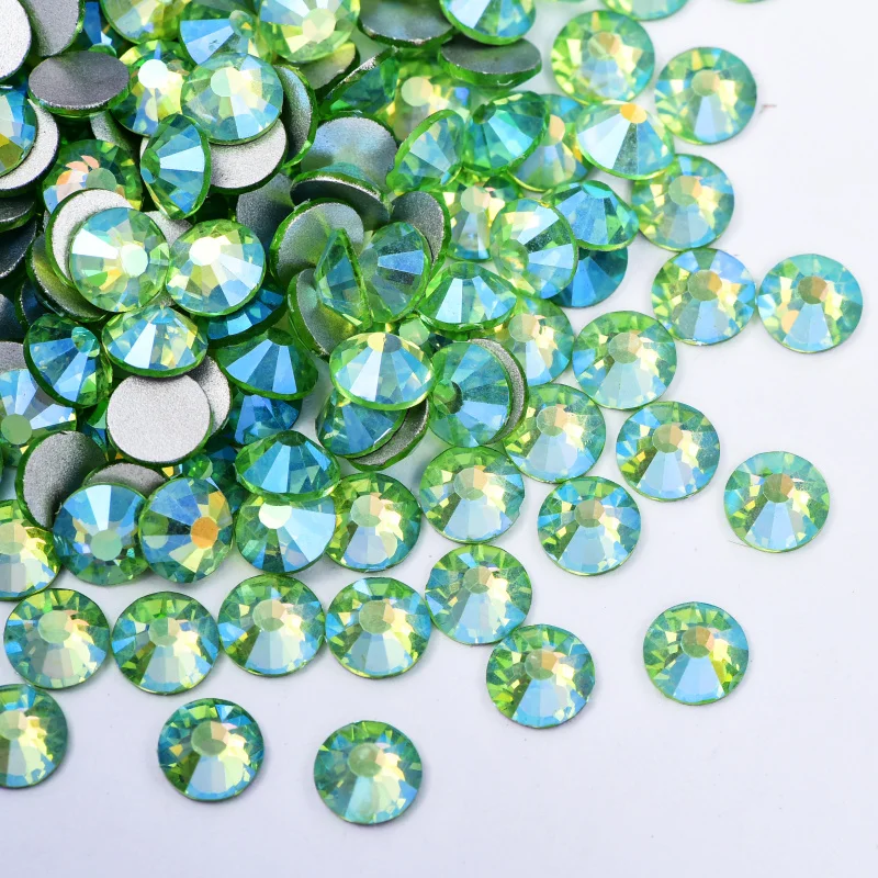 All Sizes Light Peridot  AB Non Hotfix Rhinestones Glitter Strass Glass Crystal Rhinestone For Nails Art Decorations H0061 3