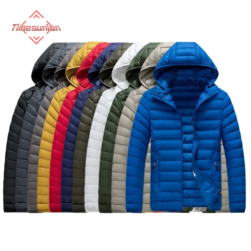 

Men's Lightweight Padded Jackets Autumn Warm Demi-season Hooded Zip-up Parka Black Big Size 8XL 7XL 6XL Coat Male Outerwear