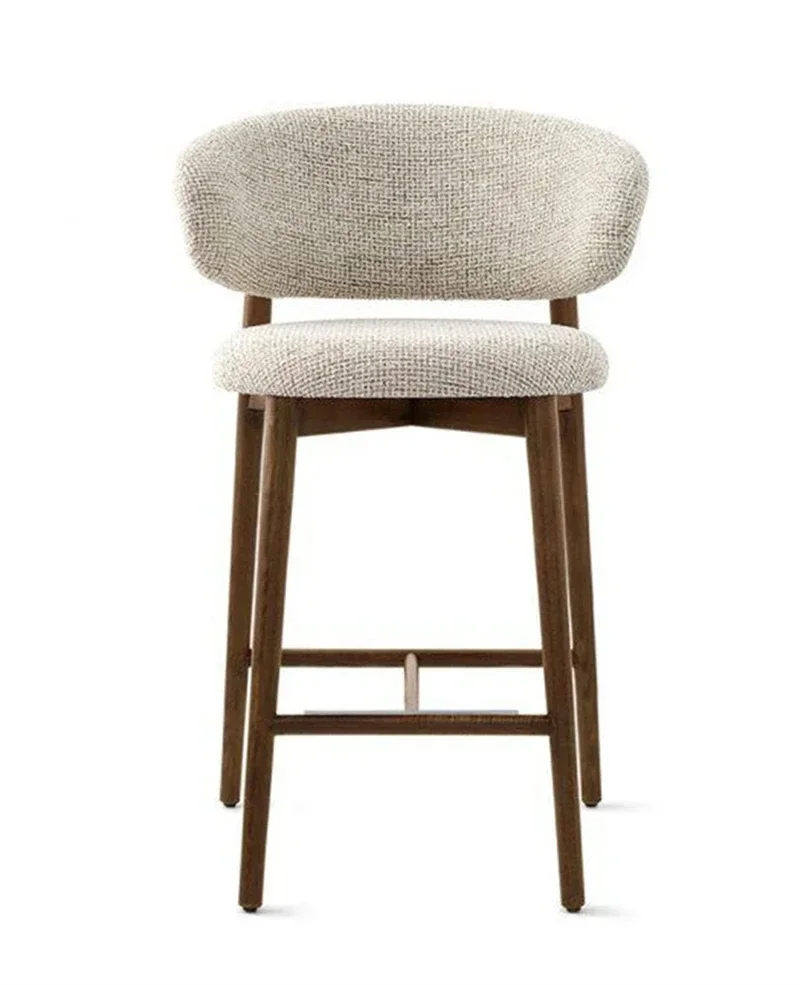 

Скандинавский стиль, роскошные барные стулья из цельной древесины, современные домашние кухонные высокие барные стулья, дизайнерские тканевые стулья для барной мебели