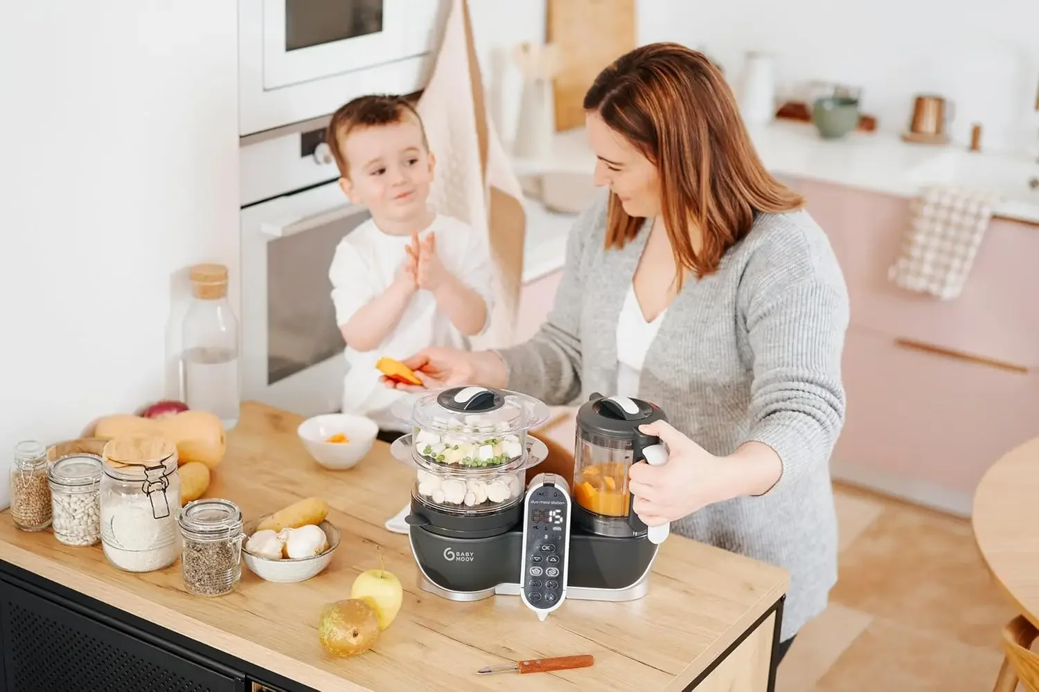 Grey: Multi-Speed Baby Food Maker Steamer and Puree Blender, Baby Food Processor that warms & defrosts 2