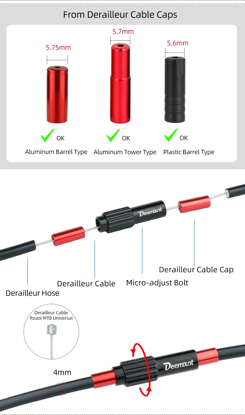 Description Picture 5 of itemBicycle Brake Cable Inline Adjuster Front Rear Derailleur Shifter Line Adjusting Bolts Aluminum Bike Line Connector Regulat