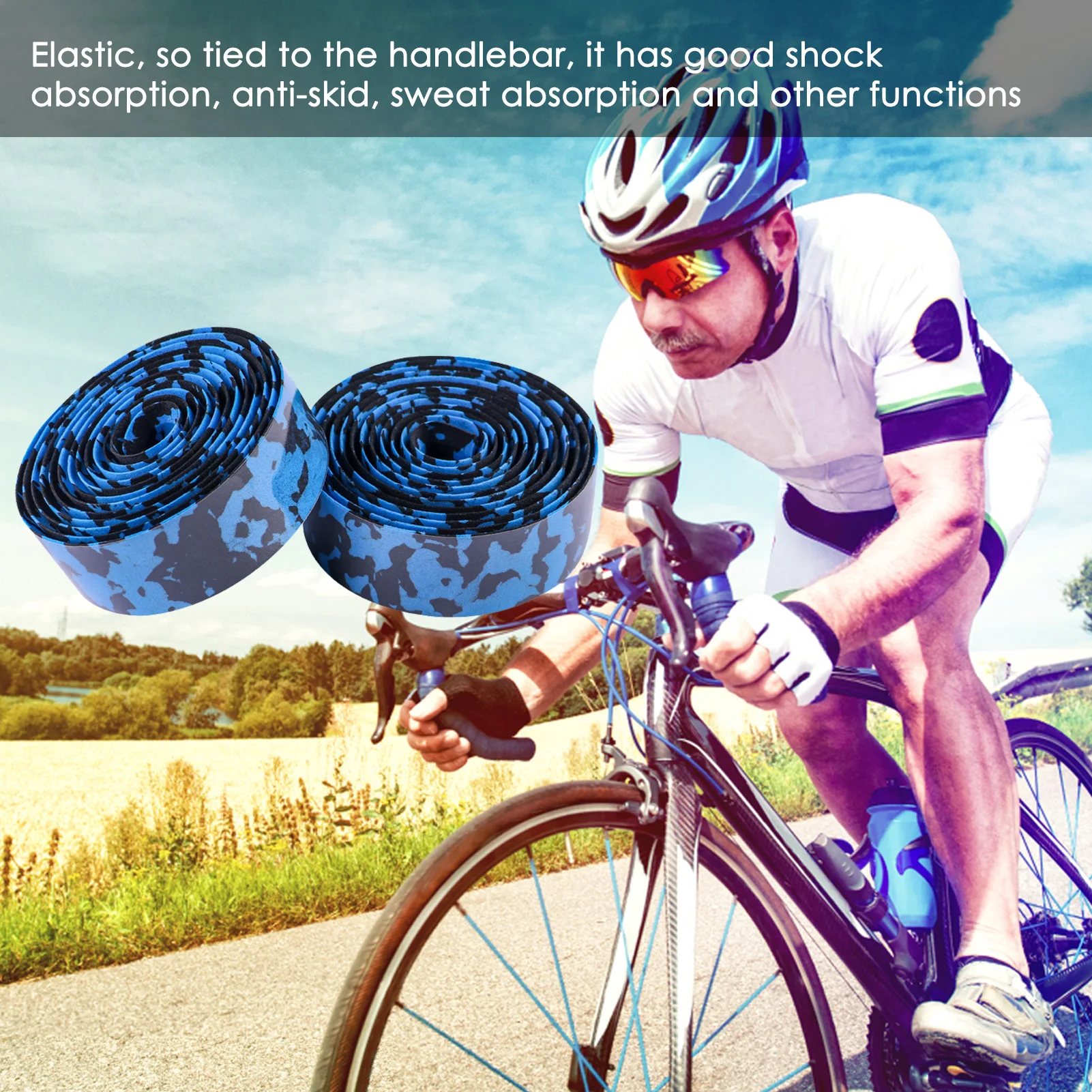Bicycle Handlebar Tape Road Bike Handle Bar Wrap Tape EVA Non-Slip Cycling Steering Wheel Cover 190CM Extra Long Non-slip Belt