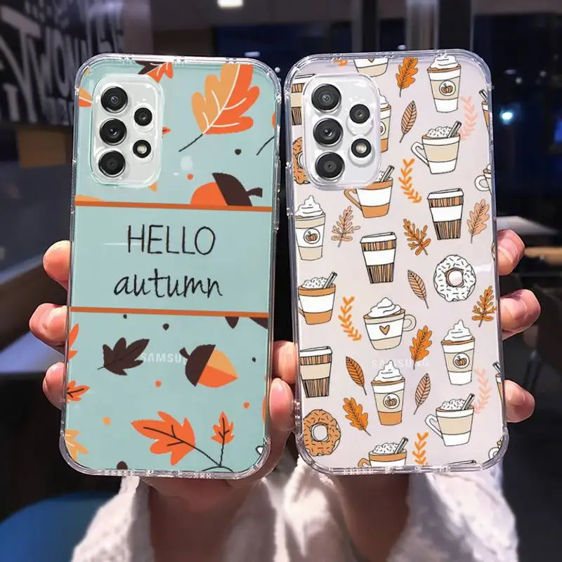 Happy Autumn Pumpkin Leaf Custodia Trasparente Per Samsung Galaxy A S Note 23 52 22 20 21 51 71 12 50 10 30 E Fe Ultra Plus