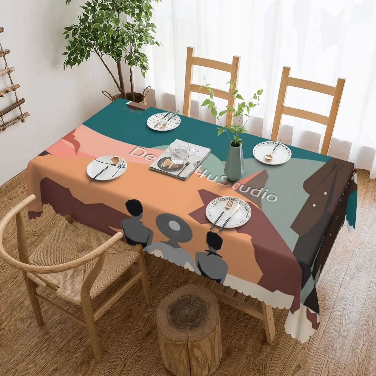 

Virtual Reality Tablecloth 54x72in soft Decorative Border Indoor/Outdoor
