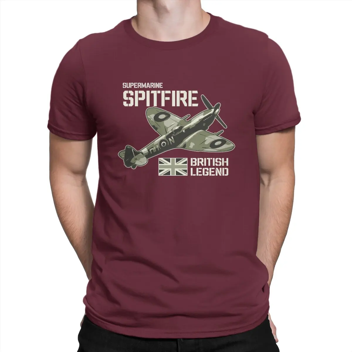 thumbnail image 1 of Camisetas para hombre con diseño de avión de combate de la RAF, avión de la Segunda Guerra Mundial, leyenda británica, camiseta vintage para amantes de los aviones, camiseta de cuello redondo., 1 of 7