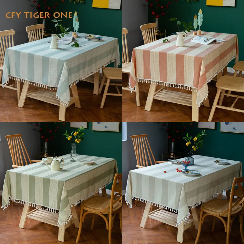 

Nordic Plain Stripes Tablecloth Antifouling Rectangular Tablecloth Washable and Oil Resistant Coffee Table Mat Table Cover