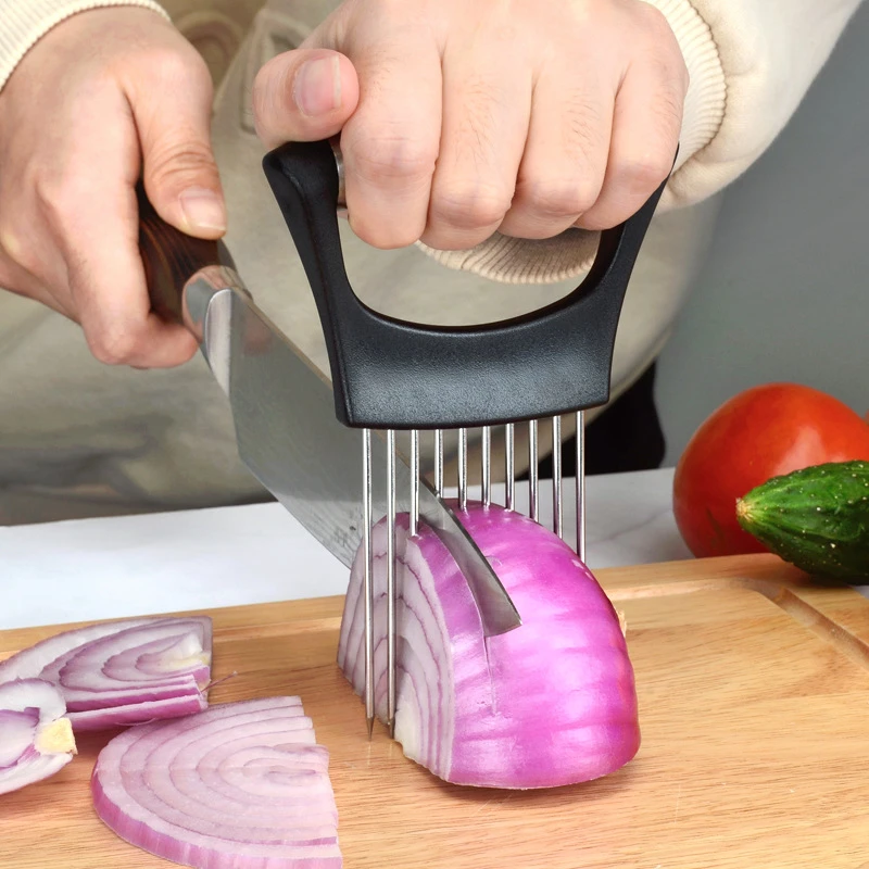 Stainless Steel Onion Chopper Needle Cut Fruit Vegetable Sliced Cutter Tool Fixed Loose Meat Fork Kitchen Cooking Gadgets