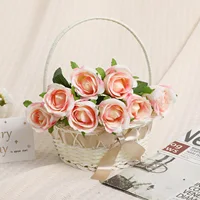 Basket Flower Girl Baskets Wedding Woven Wicker Handle Rattan Easter Weddings Storage Rustic Candy White Picnic Willow 2