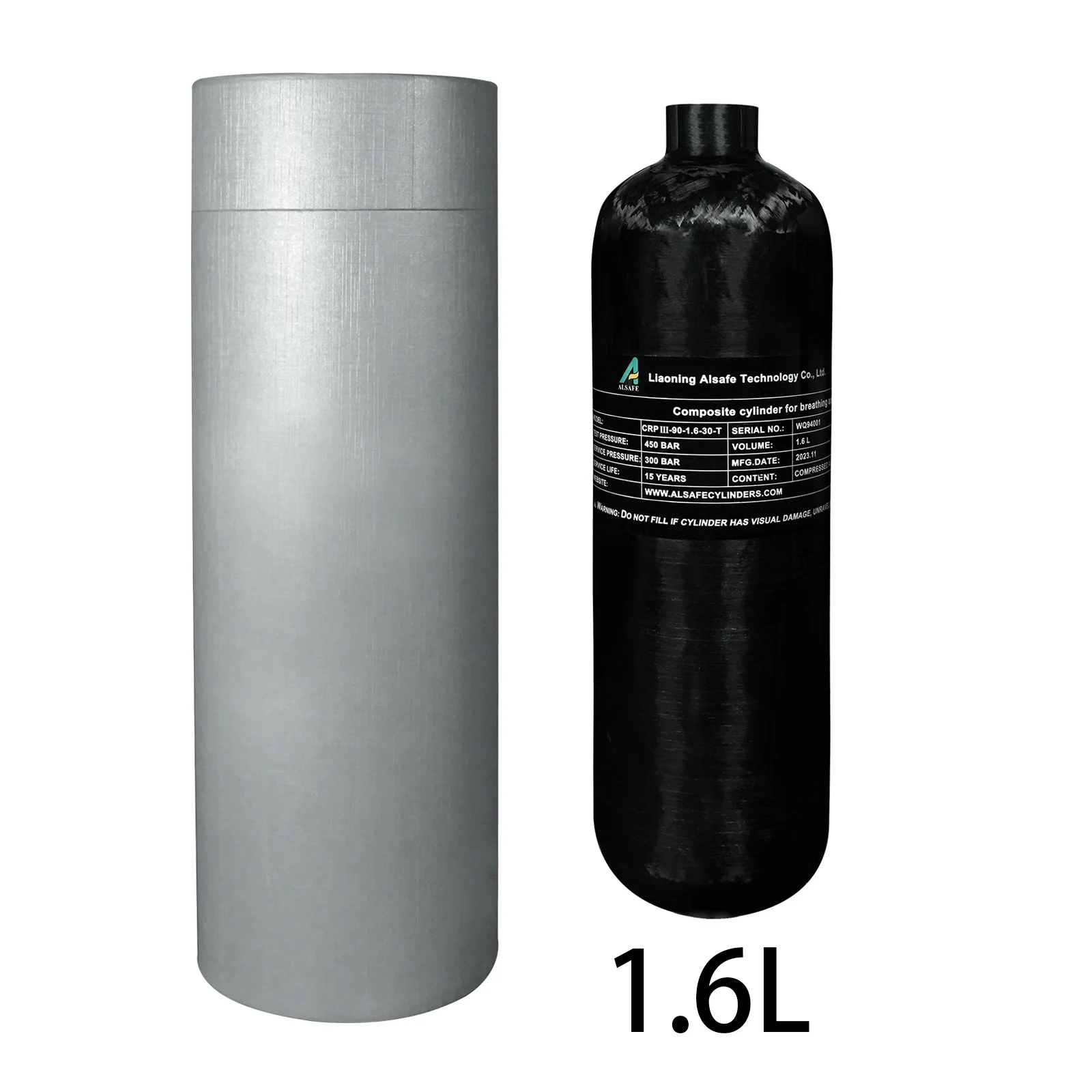 

TUXING 300Bar 4500Psi 1.6L баллон из углеродного волокна, воздушная бутылка высокого давления HPA, резервуар для дайвинга для мини-подводного плавания, черный M18 * 1,5