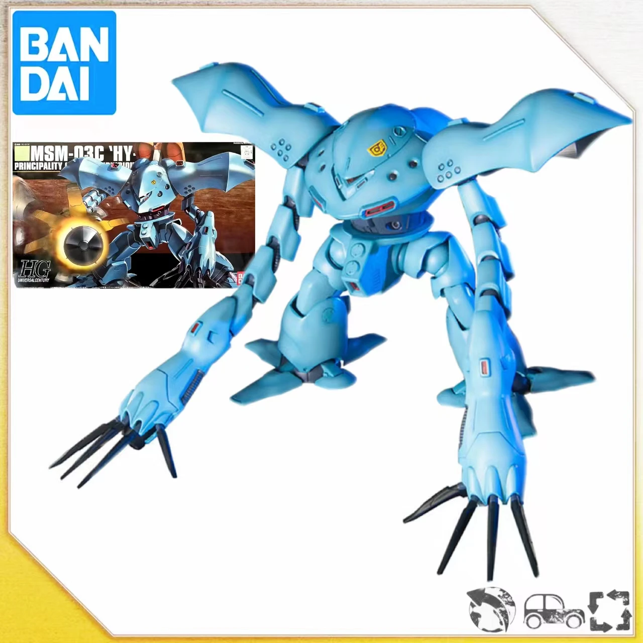 Набор моделей Bandai Gundam, аниме фигурки HGUC 1/144 037 MSM-03C Hy-Gogg, Подлинная модель Gunpla, Аниме фигурки, детские игрушки для