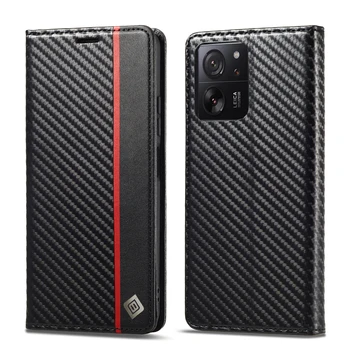 Carbon Fiber Leather Case for Xiaomi Mi 13T 14T 12T 11T Pro 13TPro 12TPro 11TPro 5G Business Flip Card Slot Wallet Cover