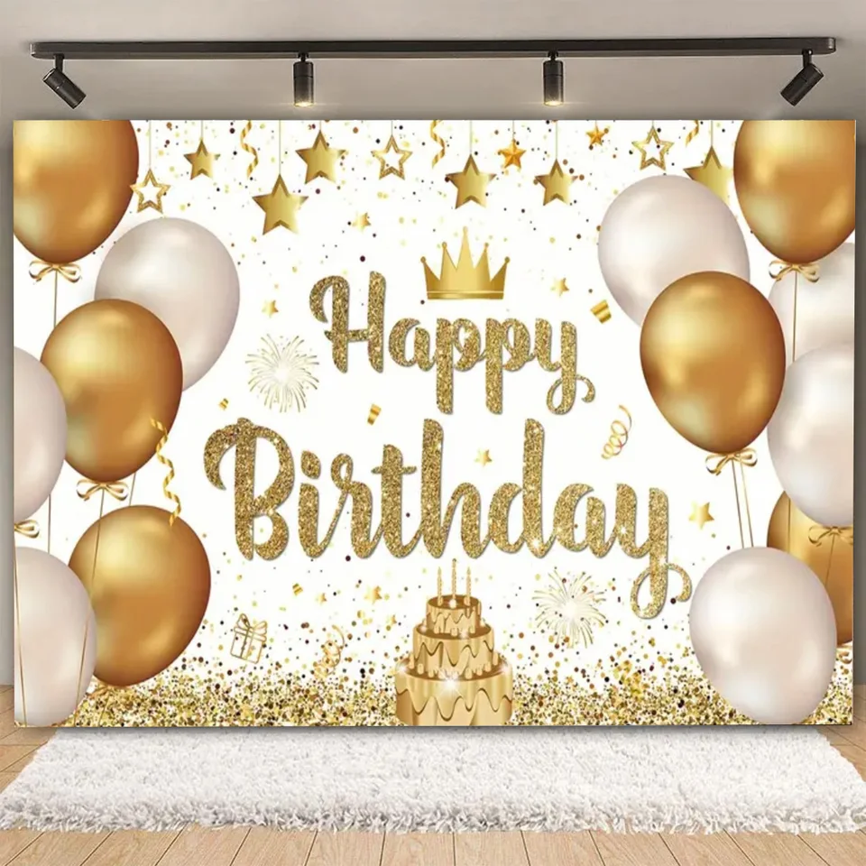 Sfondo per festa di compleanno blu glter oro Palloncino Stella Banner Poster Sfondo Decorazione per feste a tema per adulti Regali  15