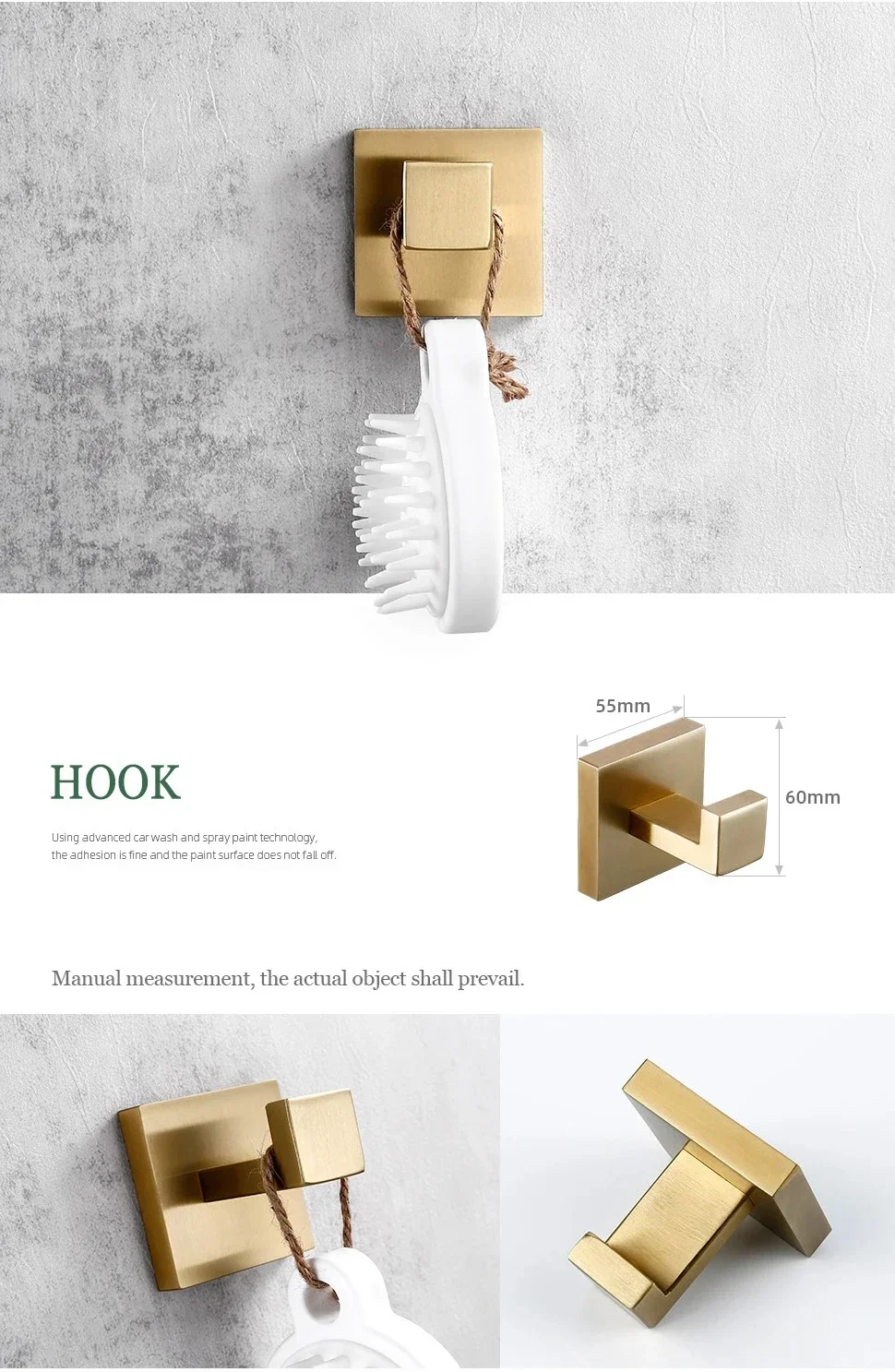 Description Picture 5 of itemBrushed Gold Towel Rack Towel Bar Toilet Paper Holder Toilet Brush Holder Towel Ring 304 stainless steel Bathroom Hardware Set