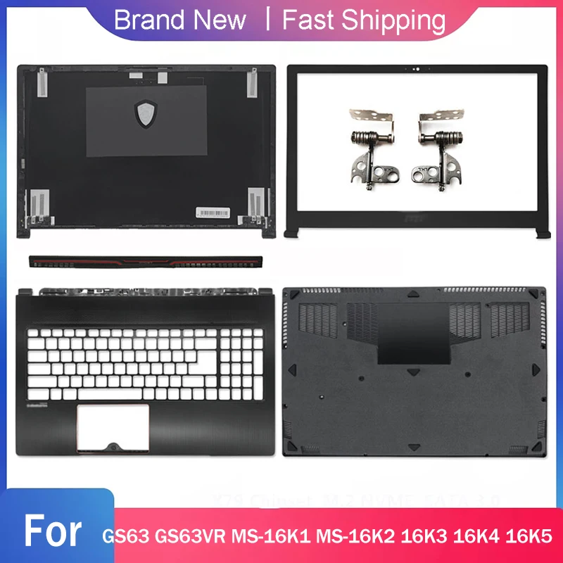 Portátil Capa Traseira para Msi Gs63 Gs63vr Ms16k1 Ms-16k2 Ms-16k4 Ms-16k5 Série Frente Moldura Palmrest Fundo Case Dobradiça Novo