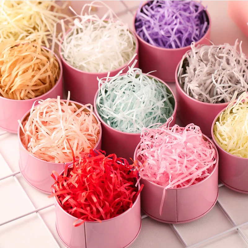 DIY Colorful Shredded Crinkle Paper Raffia Candy Boxes Wedding Marriage Home Decoration Party Gift Packaging Filling Material