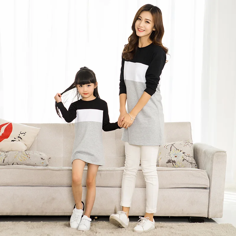 Family Matching Outfits Mother Daughter Dress Family Look Family Clothing Father Son T-Shirt Cotton Patchwork Striped 4