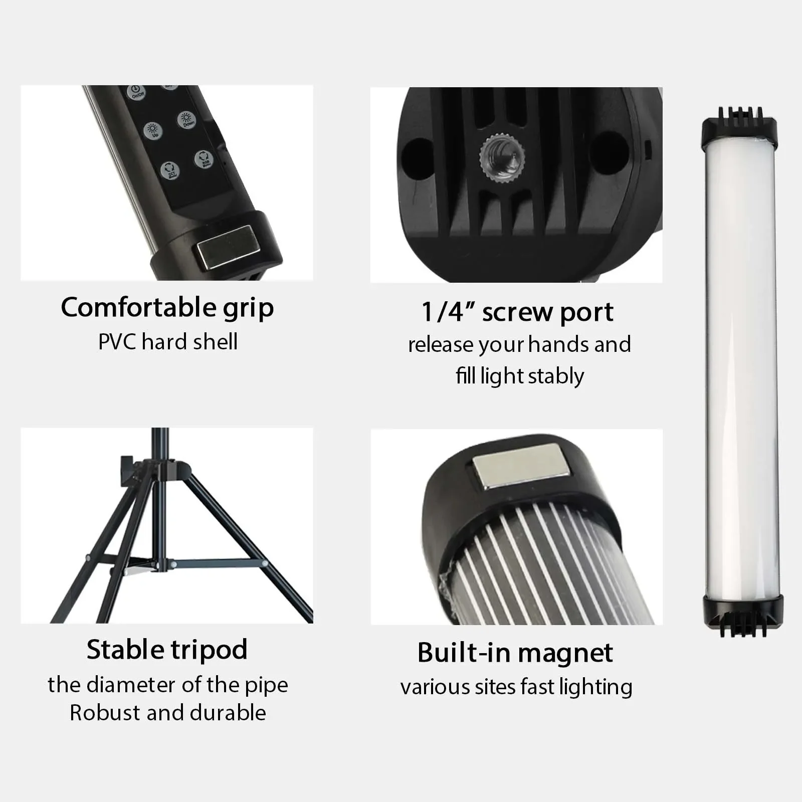 Portable RGB Magnetic Photography Lighting Handheld LED Fill Light Stick Lamp Vlog Fill Light For YouTube Video Picture Shooting
