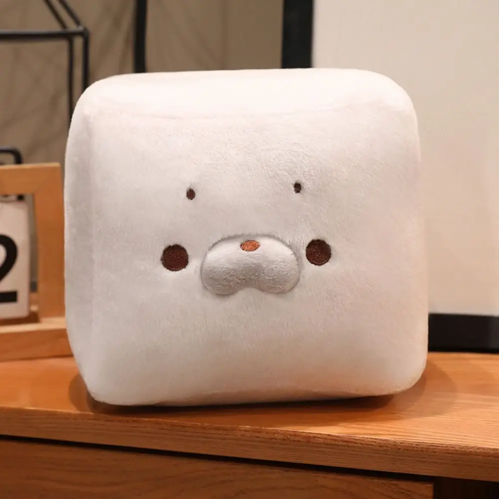 귀여운 물개 표정 플러시 인형 장난감 사각형 부드러운 두부 모양 쿠션 두부 모양 가방 참 장식품 집 꾸미기
