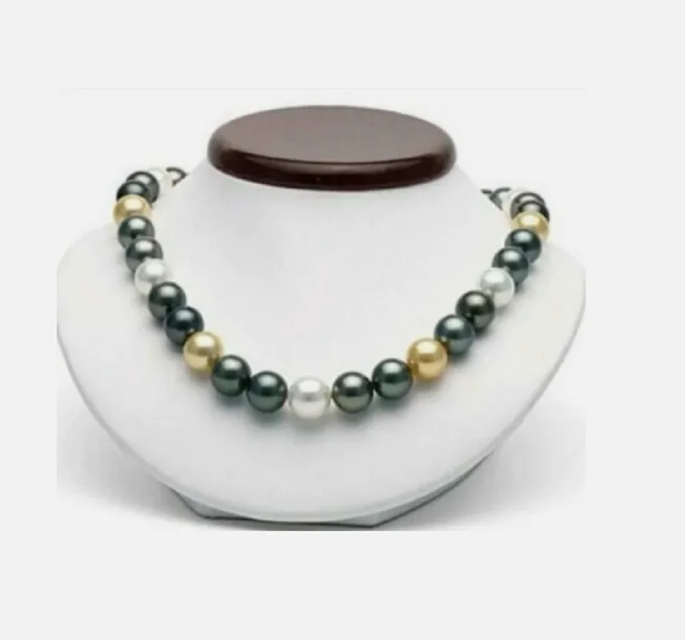 

Authentic AAAA 10-9mm Natural Round South China Sea Multi color Pearl Necklace 14K 18 inches 18inch---36inch
