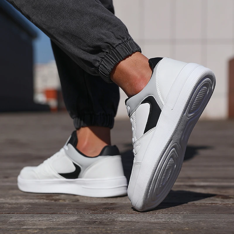 Fashion Men's Shoes Spring Sneakers Platform Wear-resistant Outdoor Jogging New Casual Lightweight Trendy White Board Shoes