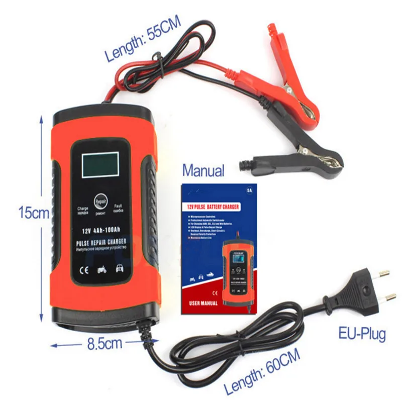 12V 5A Full Automatic Car Battery Charger Power Pulse Repair Chargers
