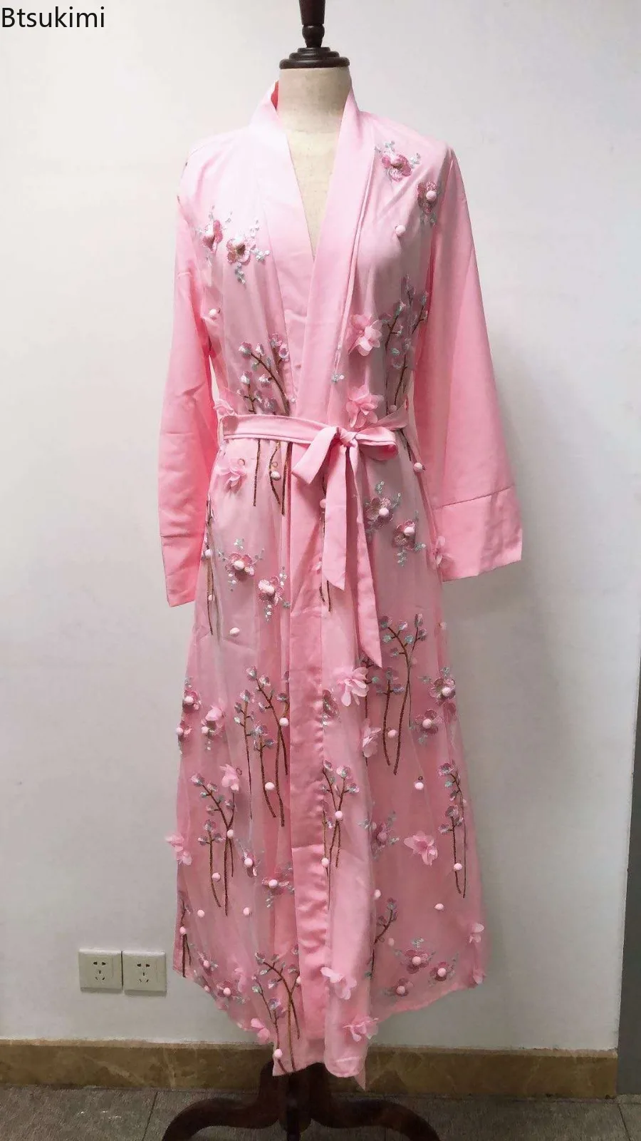 Ramadan Eid Women Muslim Flower Cardigan Embroidery Long Dress Abayas Islam Clothing Robe Arab Turkey Kaftan Vistidos Musulmana