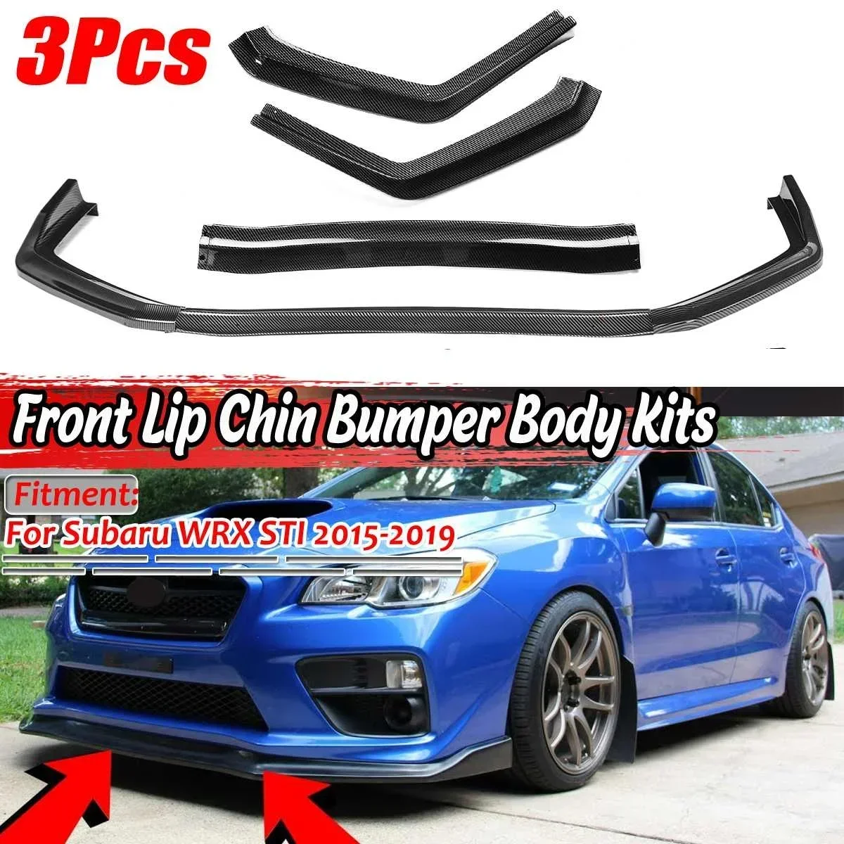 

High Quality Car Front Bumper Splitter Lip Chin Spoiler Diffuser Bumper For Subaru WRX STI 2015 20162017 2018 2019 Body Kit