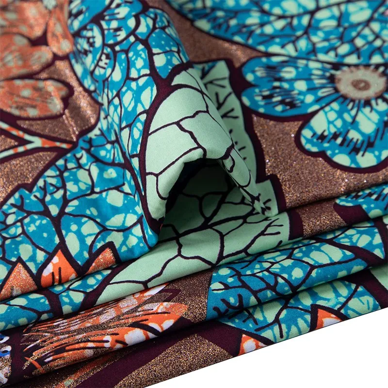 90x110cm African Ankara Cloth Women Glitter Glam Wax Fabric Cotton Soft Batik Golden Pagne Diy Craft Sewing Clothing Supplies - 6