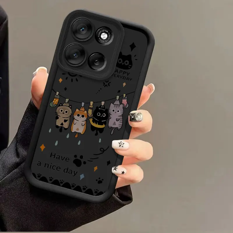 Fashionable Cute Cartoon Cat Silicone Shockproof Protective Back Cover Case
