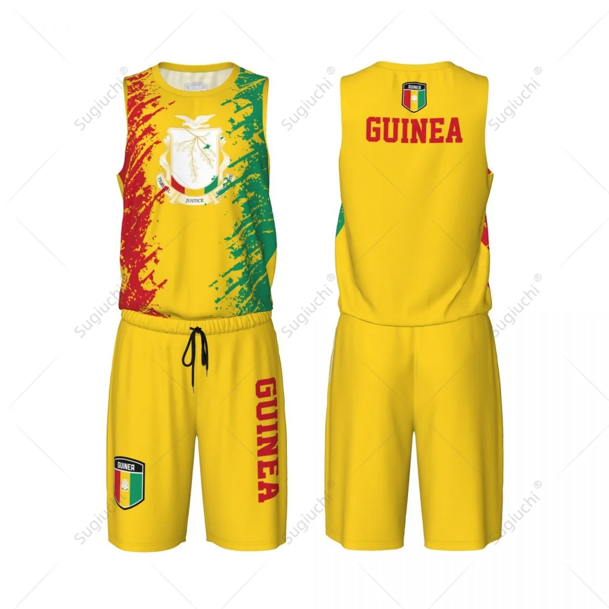 

Team-up Guinea Flag Grain Men Basketball Jersey Set Shirt & Pants Sleeveless Custom Name Nunber Exclusive