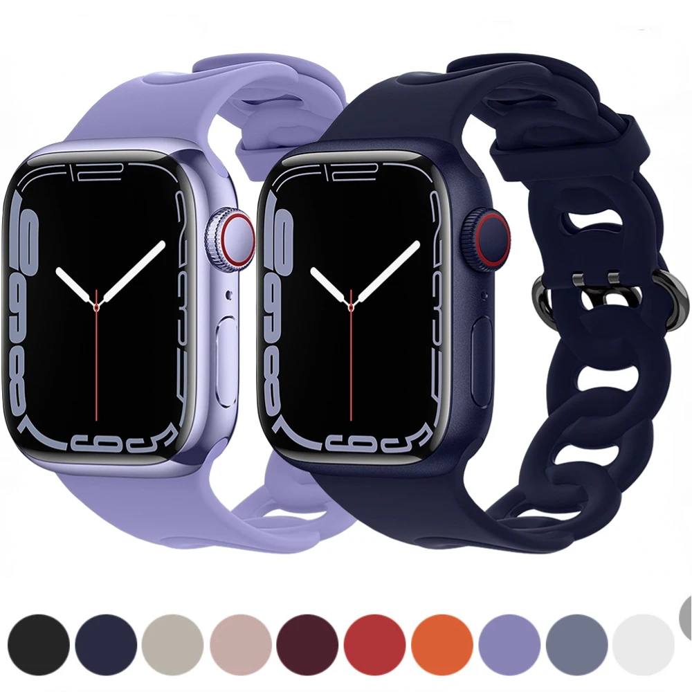 

Silicone Strap for Apple Watch 45mm 41mm 49mm 44mm 40mm 42mm 38mm Lace Hollowing Wristband for iWatch Ultra 8 7 6 5 4 3 SE Band