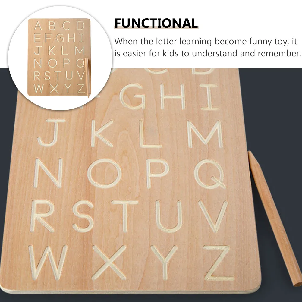 1세트 고품질 나무 알파벳 학습 보드 인지 발달 및 기억력 훈련을 위한 안전하고 매끄러운 표면의 글자판