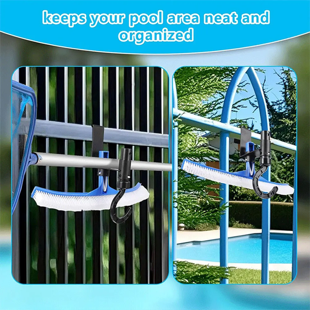 Metal Pool Tool Organizer Hooks for Pool Pole Brush Leaf Skimmer