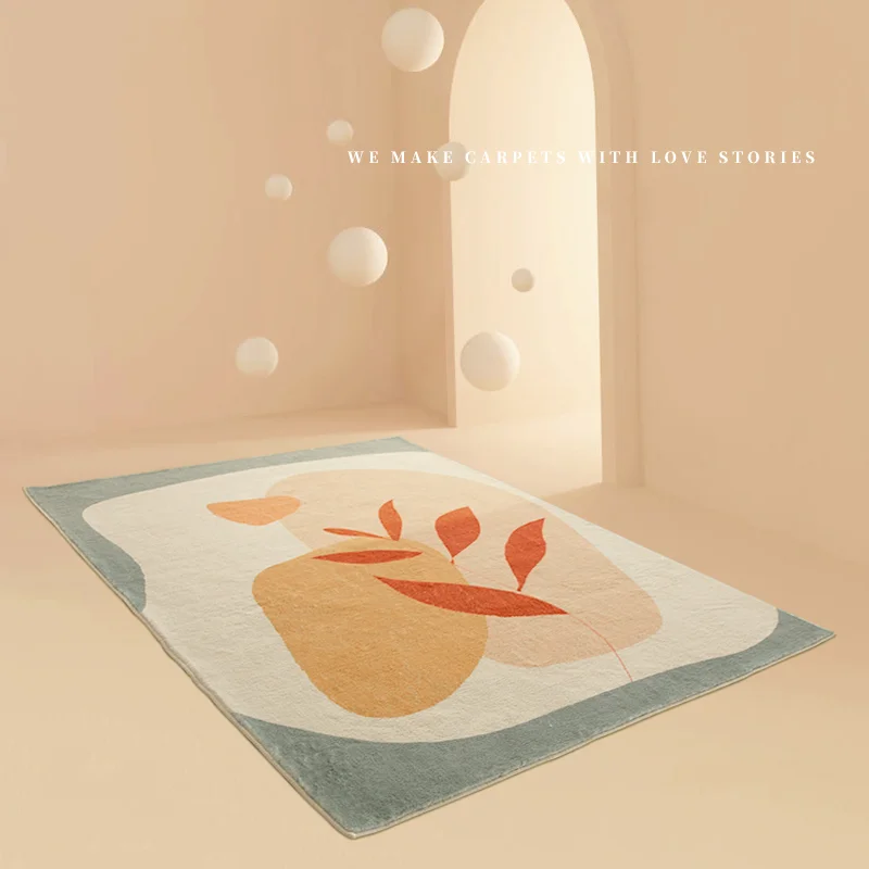 

Nordic Morandi Light Luxury Living Room Thickened Carpet Bedroom Sofa Bed Soft Carpets Hotel Room Decoration Rug Entrance Mat
