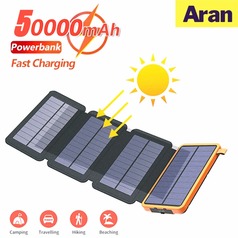 50000mah vodotěsný solární energie banka outdoorové kemping přenosné skládací solární panely 5V 2A USB výroba zařízení slunce energie pro iPhone