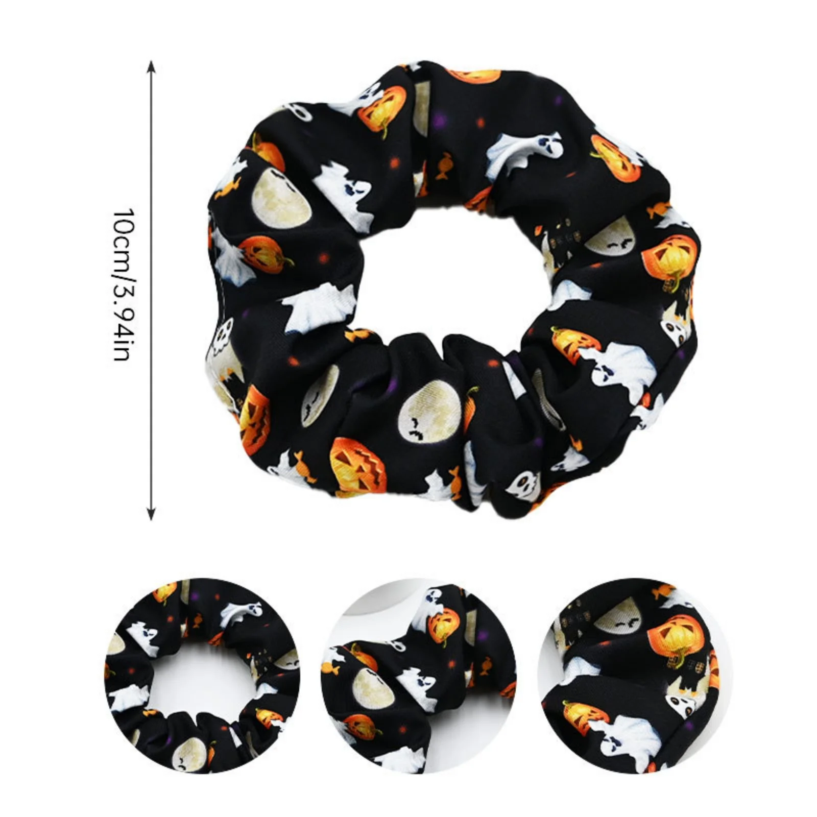 1/3PCS Halloween - Themed Scrunchies Set, 3 Pcs with Pumpkin & Ghost Prints, Cute Hair Accessories for Festive Looks