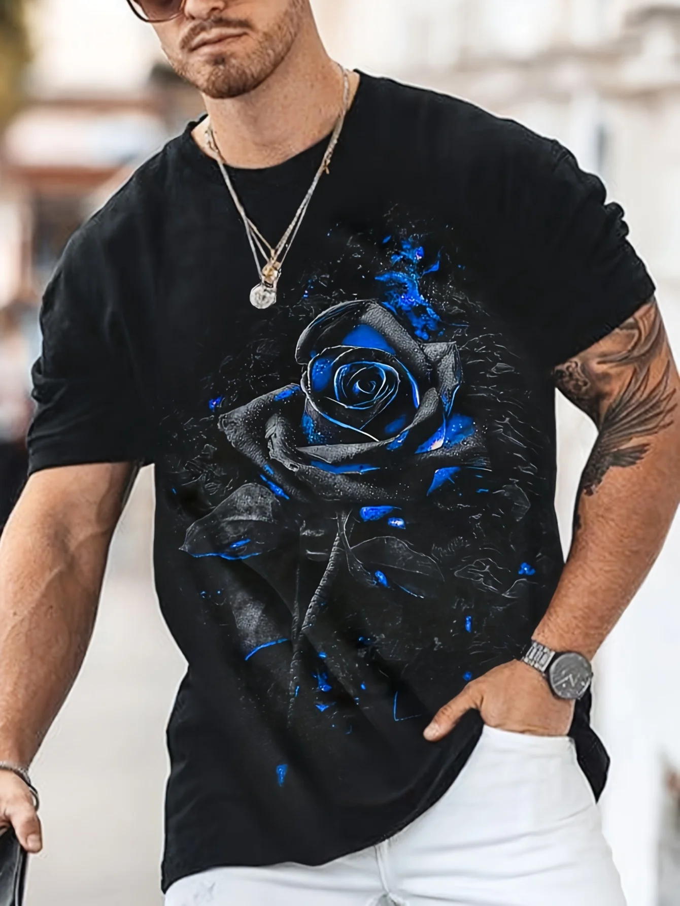 Large Size Men's 3D Printed Short Sleeve Sports T-shirt Fitness Kit Fitness Sports Ventilated