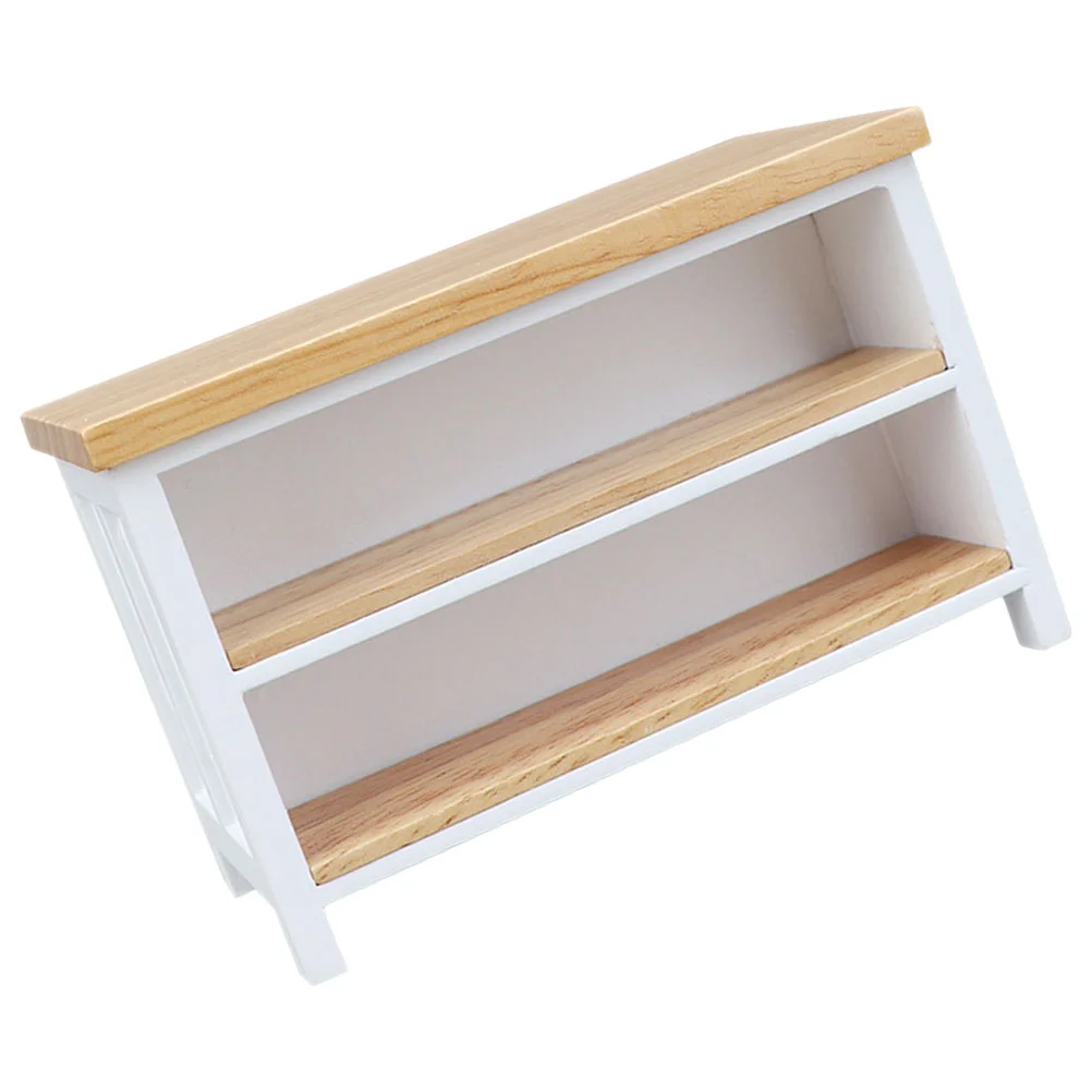 

Dollhouse Miniature Cabinet 2 Tier Tiny Desk Table Models 1 12 Scale Miniature Storage Shelf Computer Desk Wooden Book Table