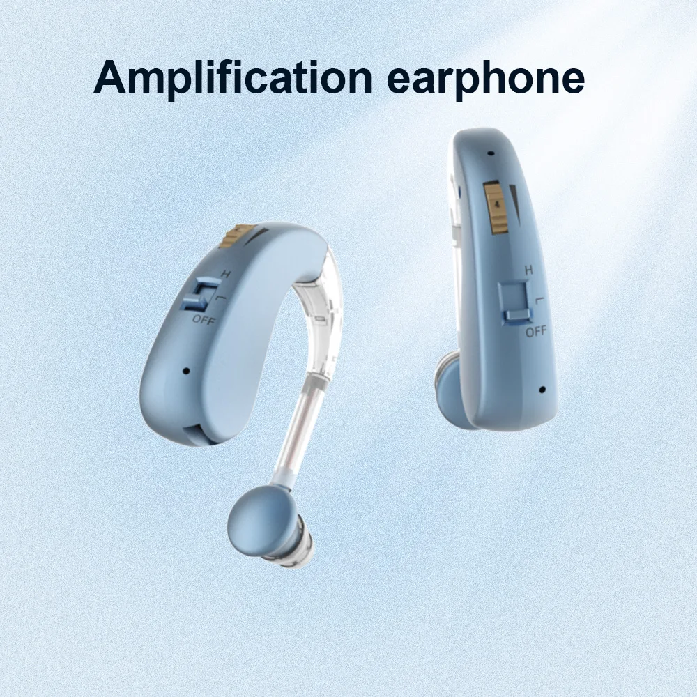 Loudspeaker headphones hearing aids hanging ear type designed for elderly people with hearing loss on the back of the ear