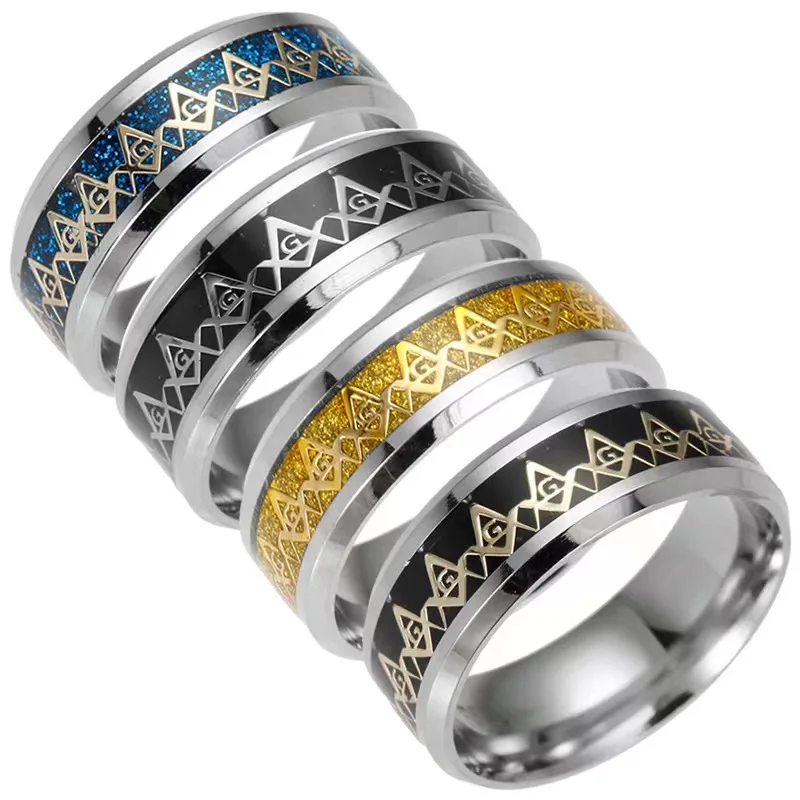 

50pcs stainless steel rings wholesale with four colors mixed and matched in sizes 7-11