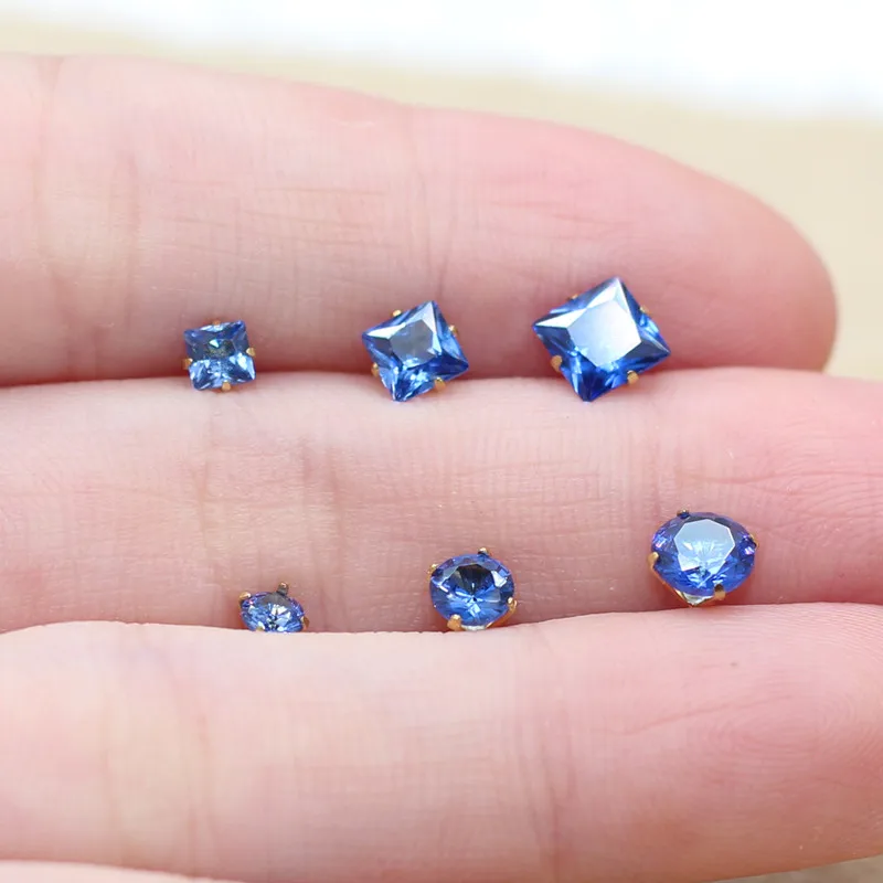 Фото Серьги-гвоздики из нержавеющей стали, 3-5 мм №2