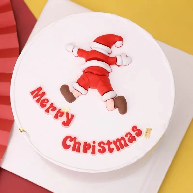 2024 New Happy Christmas Cake Toppers Cartoon Santa Claus DIY Resin Kids Xmas Party Cake Topper Gift Birthday Dessert Decoration