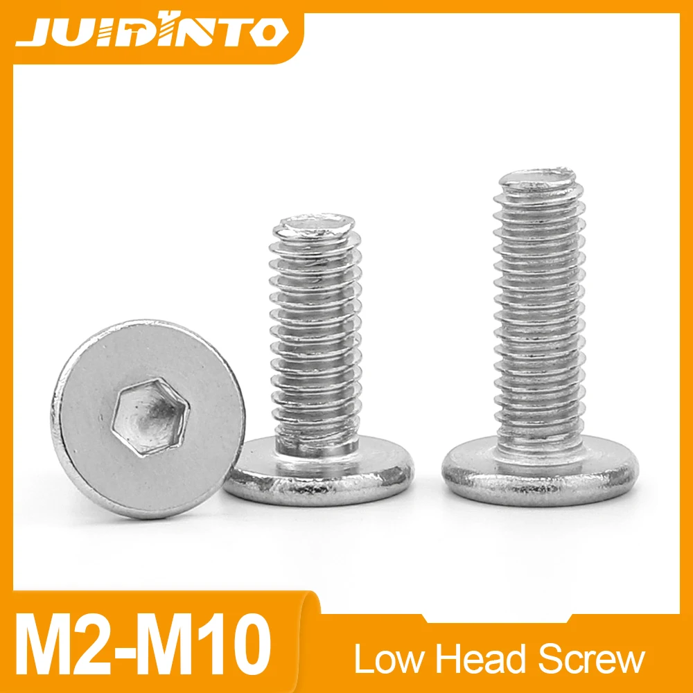 2-50pcs Hex Socket Ultra Thin Low Flat Wafer Head Screw Bolt M2-M8 Stainless Steel CM Screw JUIDINTO