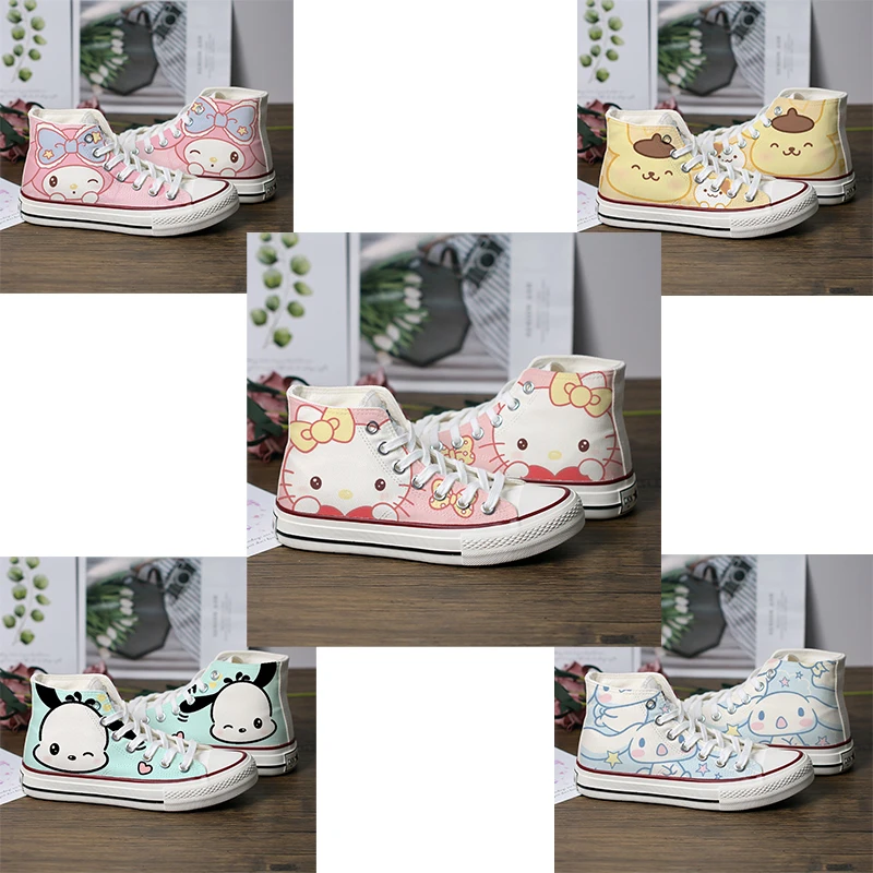 

Sanrios аниме Hellokitty доска обувь мультфильм Kuromi осень комфортные дышащие кроссовки Kawaii уличные мягкие беговые туфли подарок для девочки