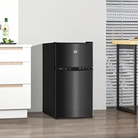 HOMCOM 3.2 Cu.Ft Mini Fridge with Freezer, Double Door Compact Refrigerator with Adjustable Thermostat, Shelf and Reversible Doo 2