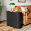 End Table with 2 Drawers, Black Sofa Side Table with Storage, No Assembly Required, Closed Back, Slim Nightstand Vintage Wood C 3