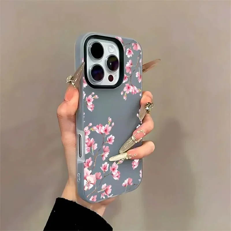 Cherry Blossom Flower Matte Pink Case Cover, 2-in-1 Design