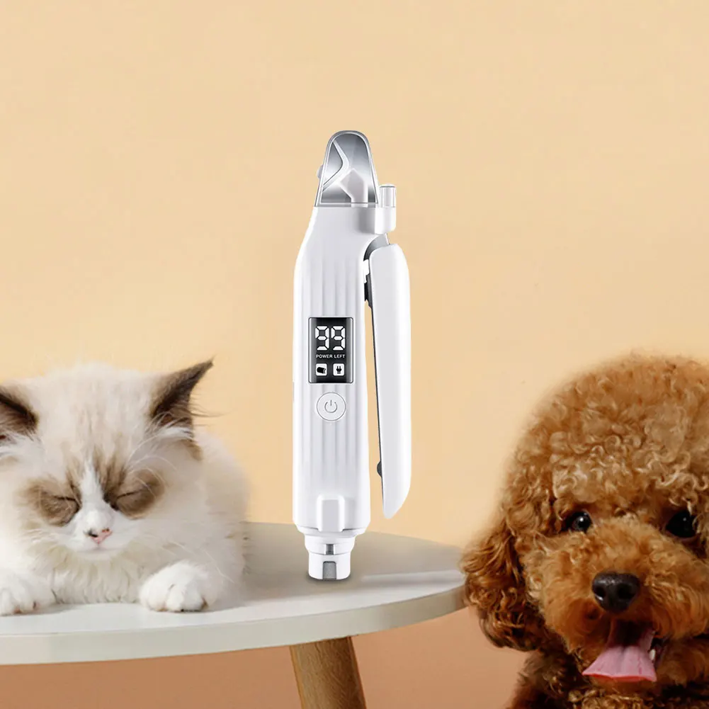 2 in 1 Electric Dog Nail Grinder and Clipper Rechargeable Dog Nail Trimmer and Grinder Quiet Low Vibration with LED Lights